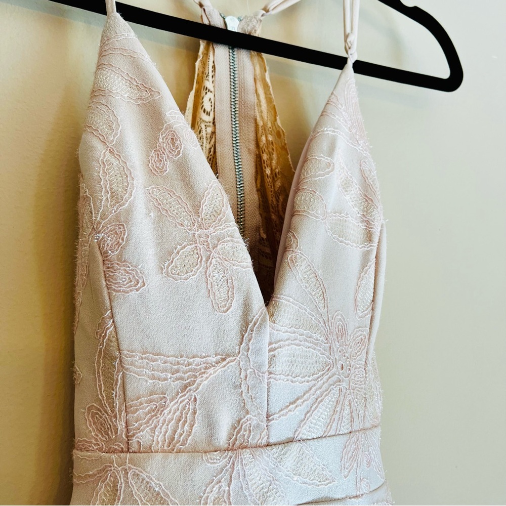 Honey and Rosie Dress Blush Pink Barbie Feminine Embroidered Glitter Lace Peplum - Picture 7 of 8